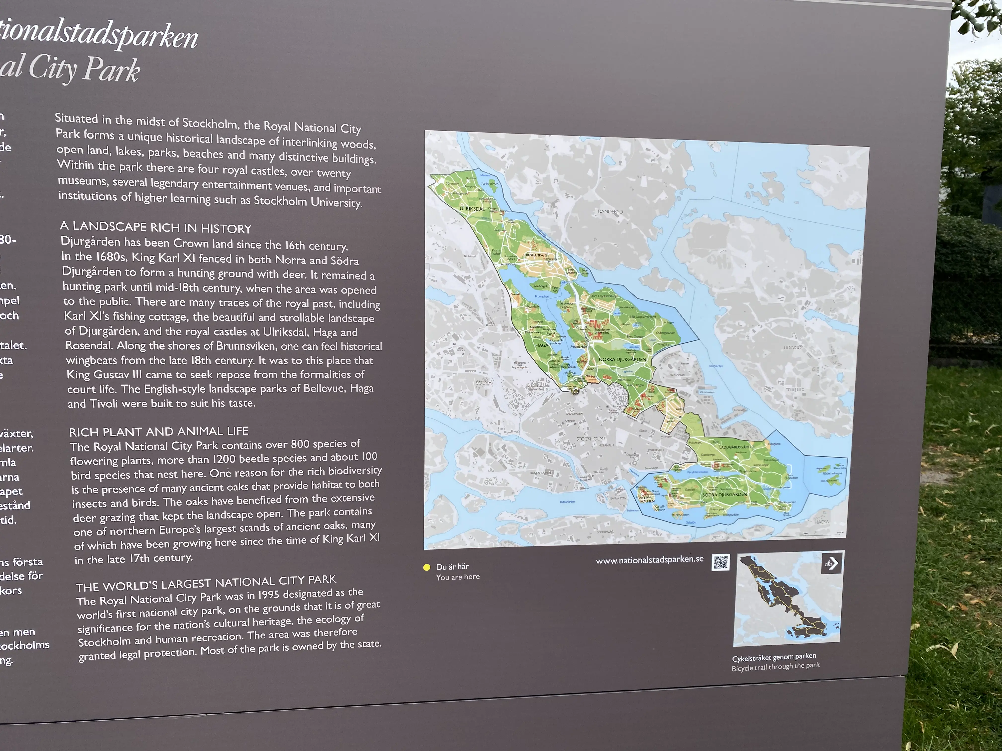 Foto einer Landkarte des Royal National City Parks, der sich durch die ganze Stadt zieht.